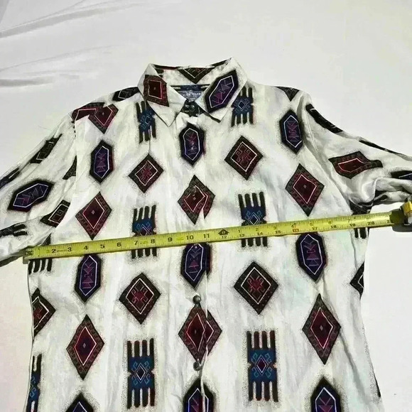 Vintage Wrangler Western Wear Aztec Colorful Button Up Shirt Womens Size Large - Picture 4 of 10